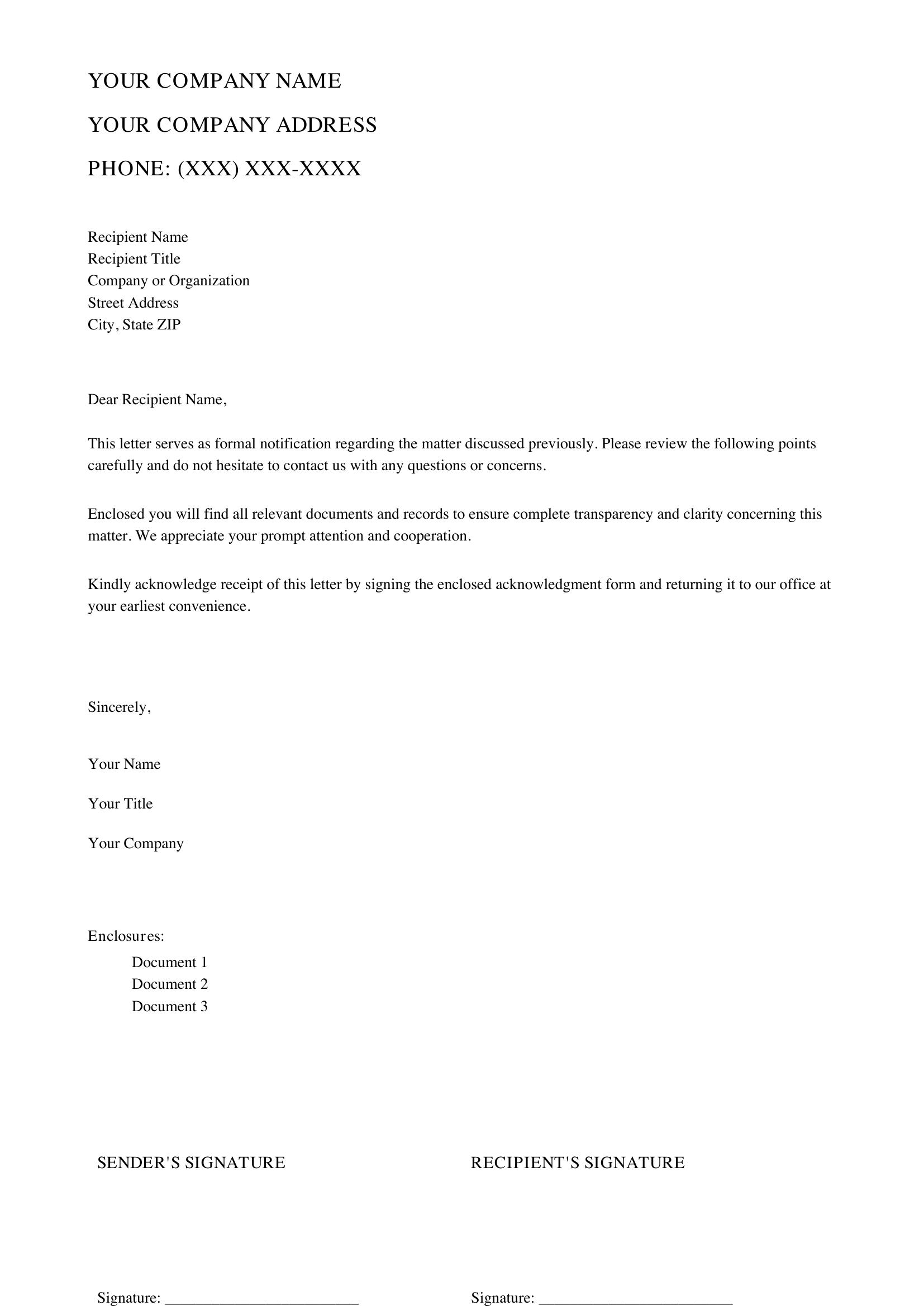 Block Letter Format Template - US