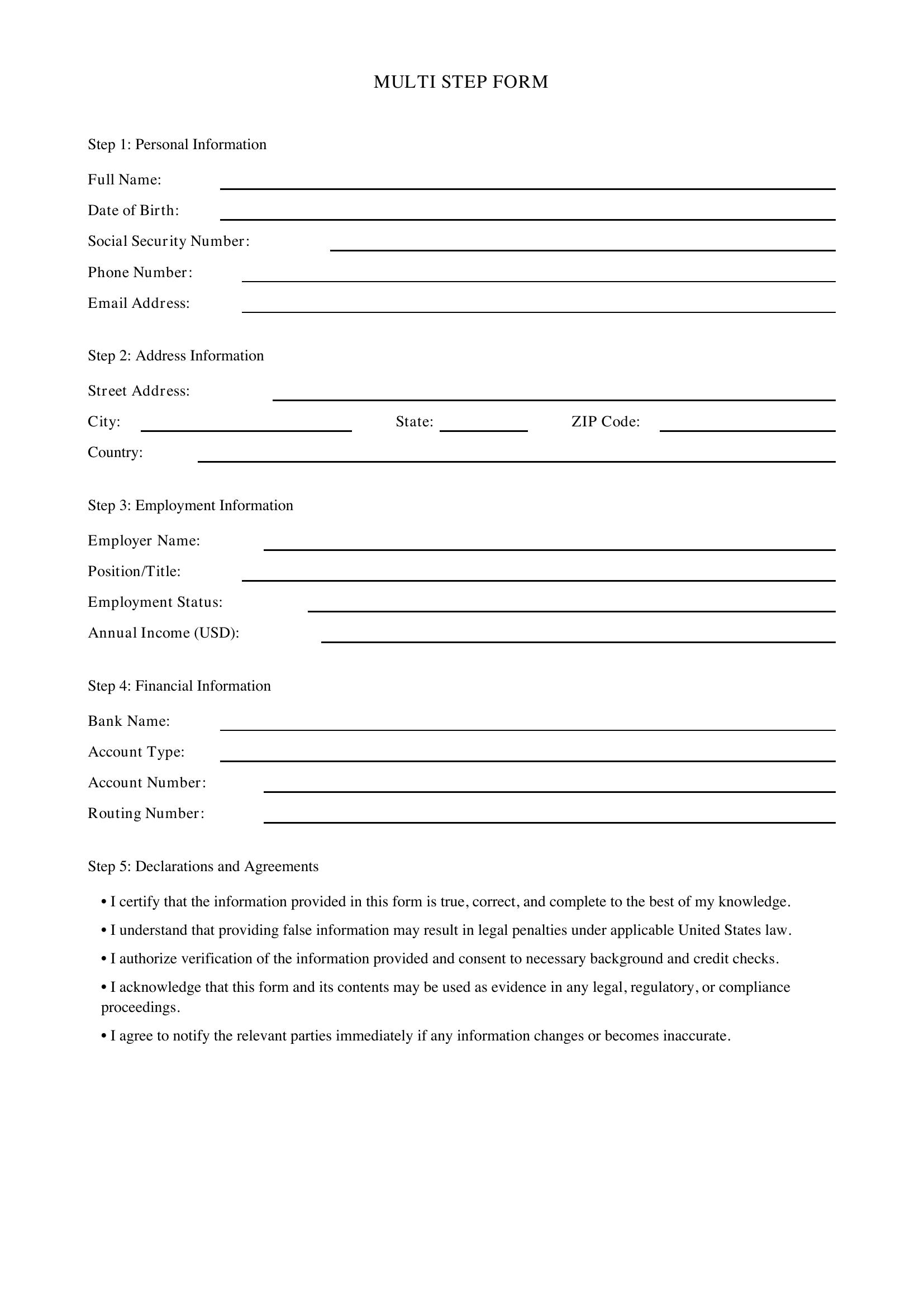Multi Step Form Template - US